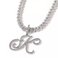 Cuban Link Cursive Initial Necklace